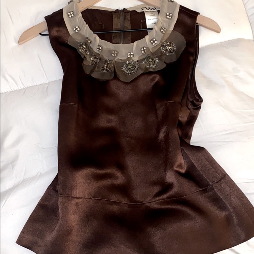 Chloe Beaded Silk Blouse with Swarovski Crystals